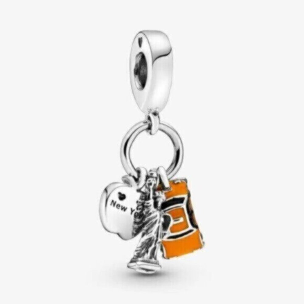 Pandora Silver and Orange Charm Bracelet